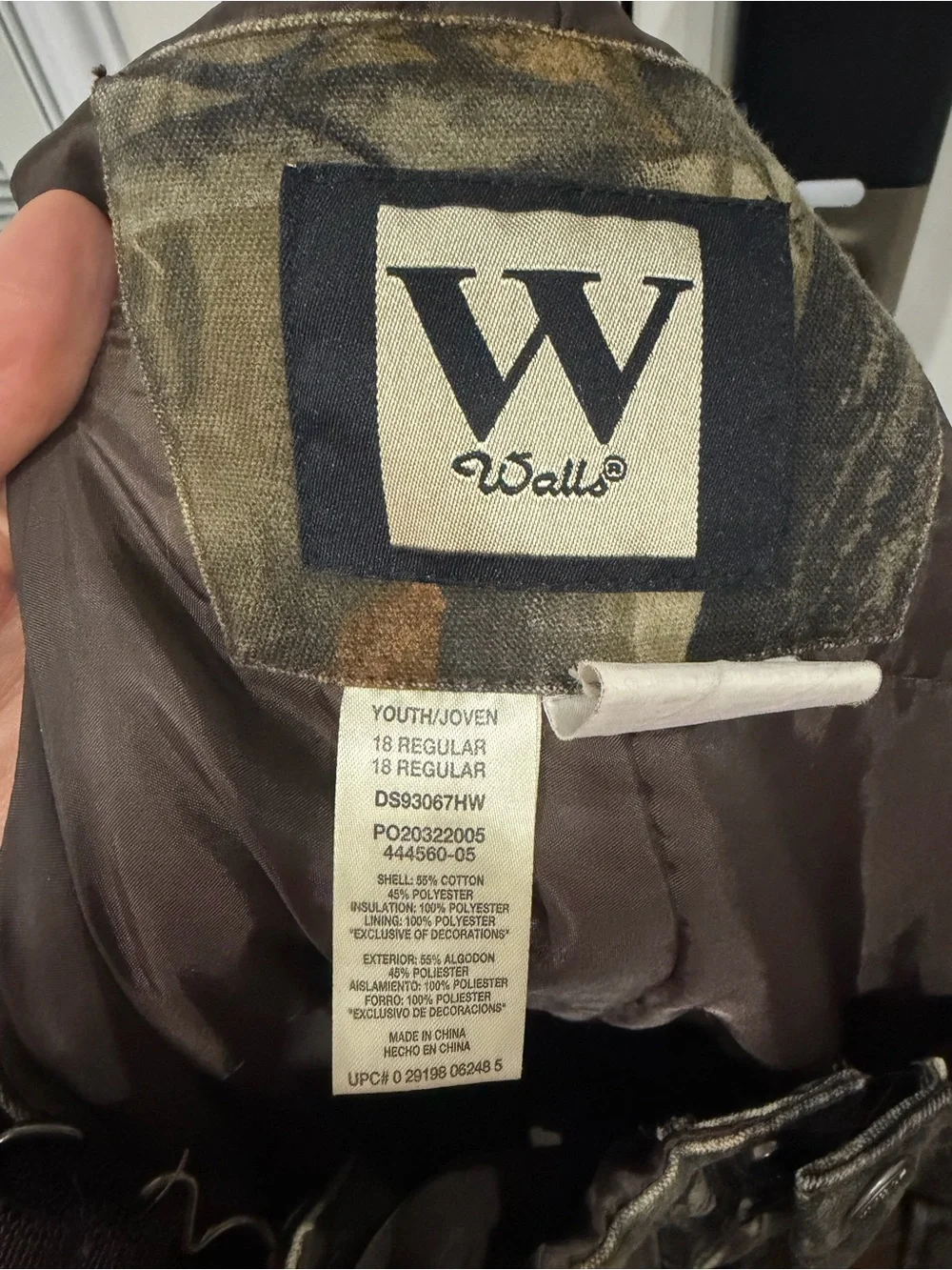 Youth Camo insulated Bib Overalls - size XL (18)